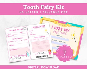 Pink Tooth Fairy Receipt Printable, First Lost Tooth Certificate, Kid Tooth Fairy Letter, Tooth Record, Tooth Fairy Official Visit
