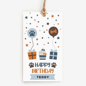Printable Dog Birthday Party Gift Tags, Puppy Birthday Favor Tags, Dog-Themed Party Gift Tags For Dogs & Guests, Pet Gift Tags
