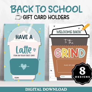 Terug naar school cadeaukaarthouder, koffie eerste schooldag cadeau, begin jaar lerarenkaart, nieuwjaarscadeau, college cadeaukaart boek