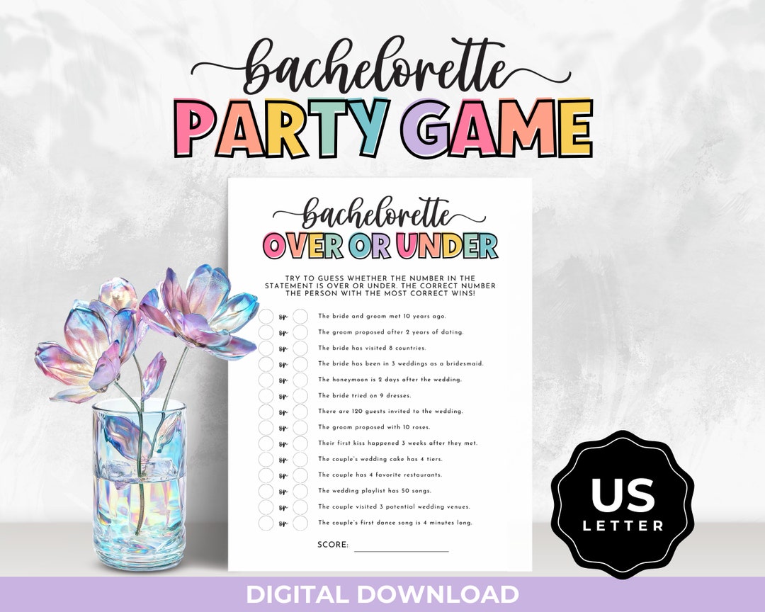 Bachelorette Over or Under Party Game, Printable Hen Do Party Trivia ...