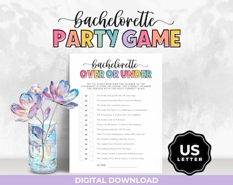 Over or Under Bridal Shower Game, Bachelorette Party, Newlywed Games ...