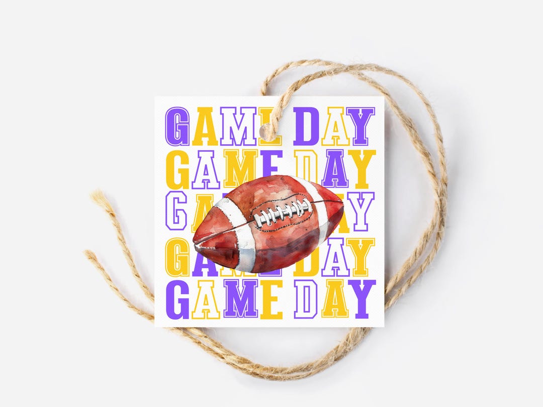 Printable Football Game Day Treat Tags, Purple Yellow Game Day Snack ...
