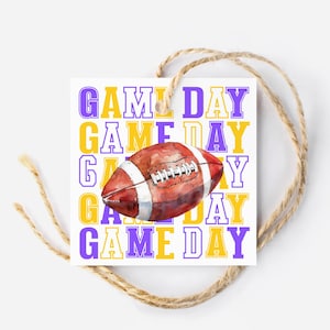 Printable Football Game Day Treat Tags, Purple Yellow Game Day Snack Tag, Sport Favor Tag, Football Party Decor, Sports Team Snacks Gift Tag