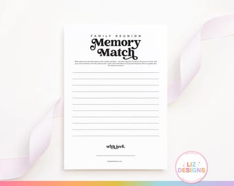 Family Reunion Games, Printable Icebreaker, Fun Reunion Memory Party Game, Guessing Game, Family Gathering Ideas, Reunion Game Bundle