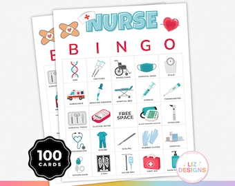 Nurse Bingo Game Printable, 100 Cards PDF, Medical Bingo for Nurse Graduation, Retirement, Staff Party, Appreciation Week