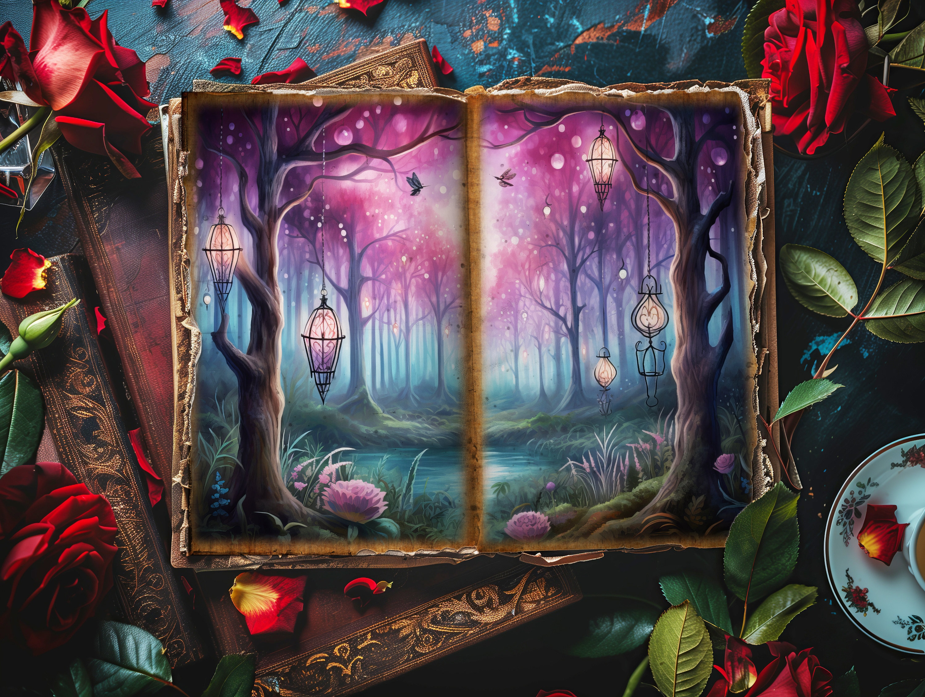 Magical Forest Junk Journal Paper, Dark Forest Printable Pages ...
