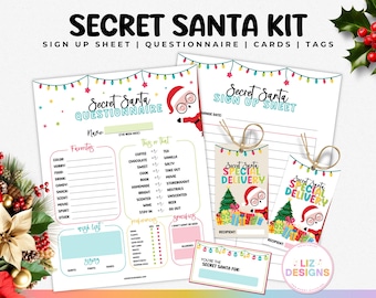 Secret Santa Questionnaire, Gift Exchange Survey, Work Secret Santa Form, Printable Christmas Party Wish List, Kids Holiday Gift Swap