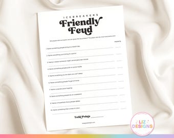 Icebreakers Trivia, Friendly Feud, Icebreaker Party Game, Conversation Starters, Dinner Party Table Games, Staff Meeting Games, Office Games