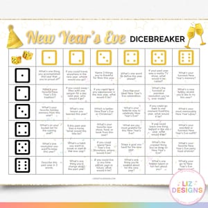 Silvester Eisbrecher Würfelspiel, Gesprächsstarter, Kennenlern-Spiel, Würfelspiel, Neujahrs-Partyspiel, Teambildung