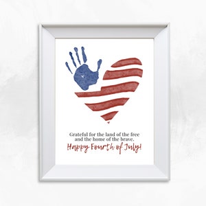 4th Of July Handprint Art Craft, Independence Day DIY Craft, Keepsake Card Gift, Patriotic Kids Printables, Memory Keepsake Activity