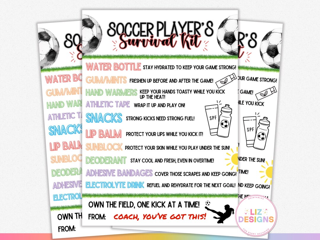 Soccer Player Survival Kit Tags, Soccer Team Goodie Bag, Snack Treat ...