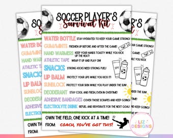Soccer Player Survival Kit Tags, Soccer Team Goodie Bag, Snack Treat Tags, Game Day Gift, Printable Gift Bag Idea, Sports Favor Gift Tags