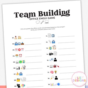 Office Team Building Emoji Game, Workplace Coworker Games, Staff Appreciation Meeting Games,  Office Icebreaker Party Trivia , Happy Hour
