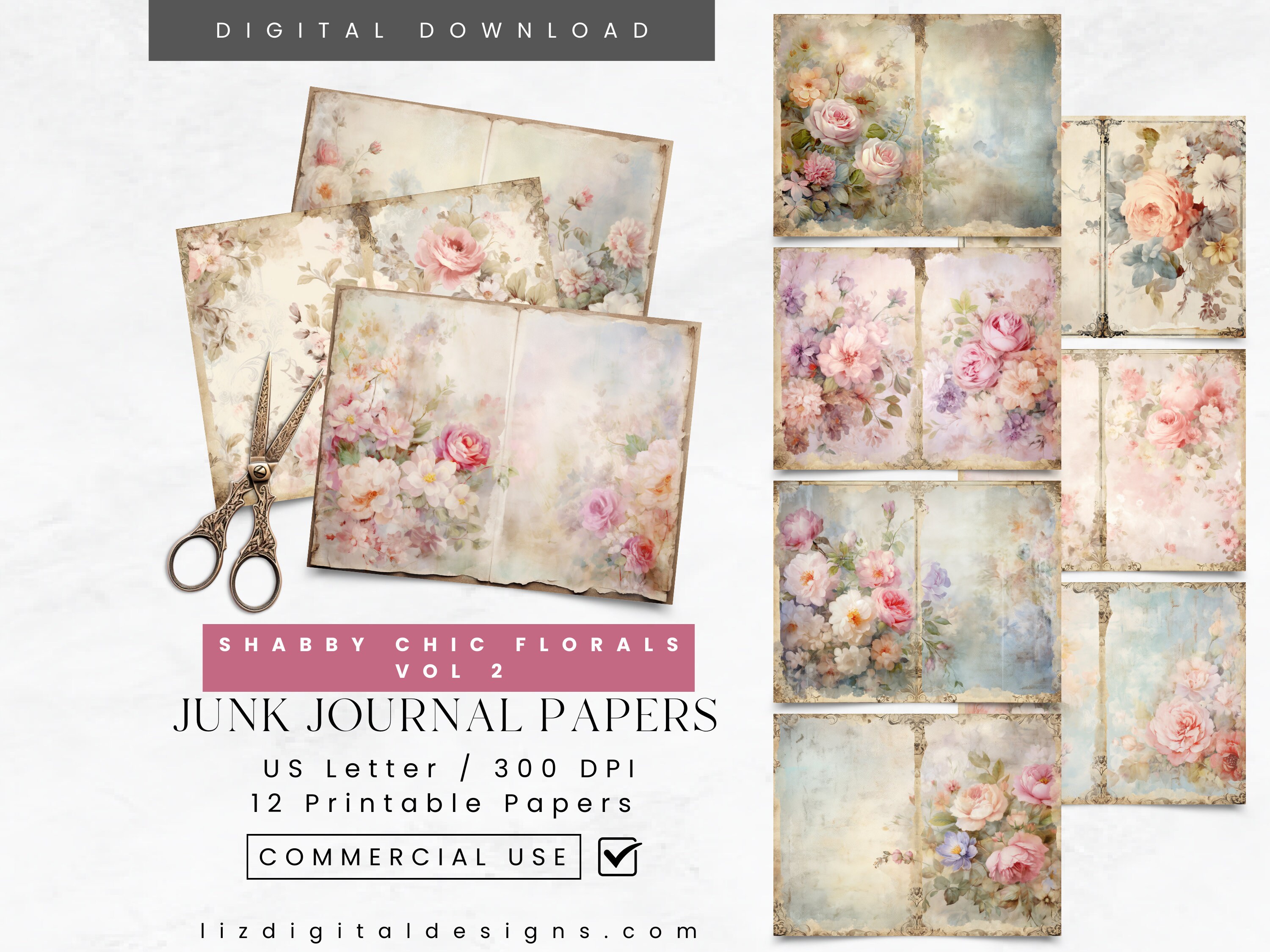 junkjournal【shabby chic petals】 junkjournal【shabby chic petals】 Junk Journal Decorative