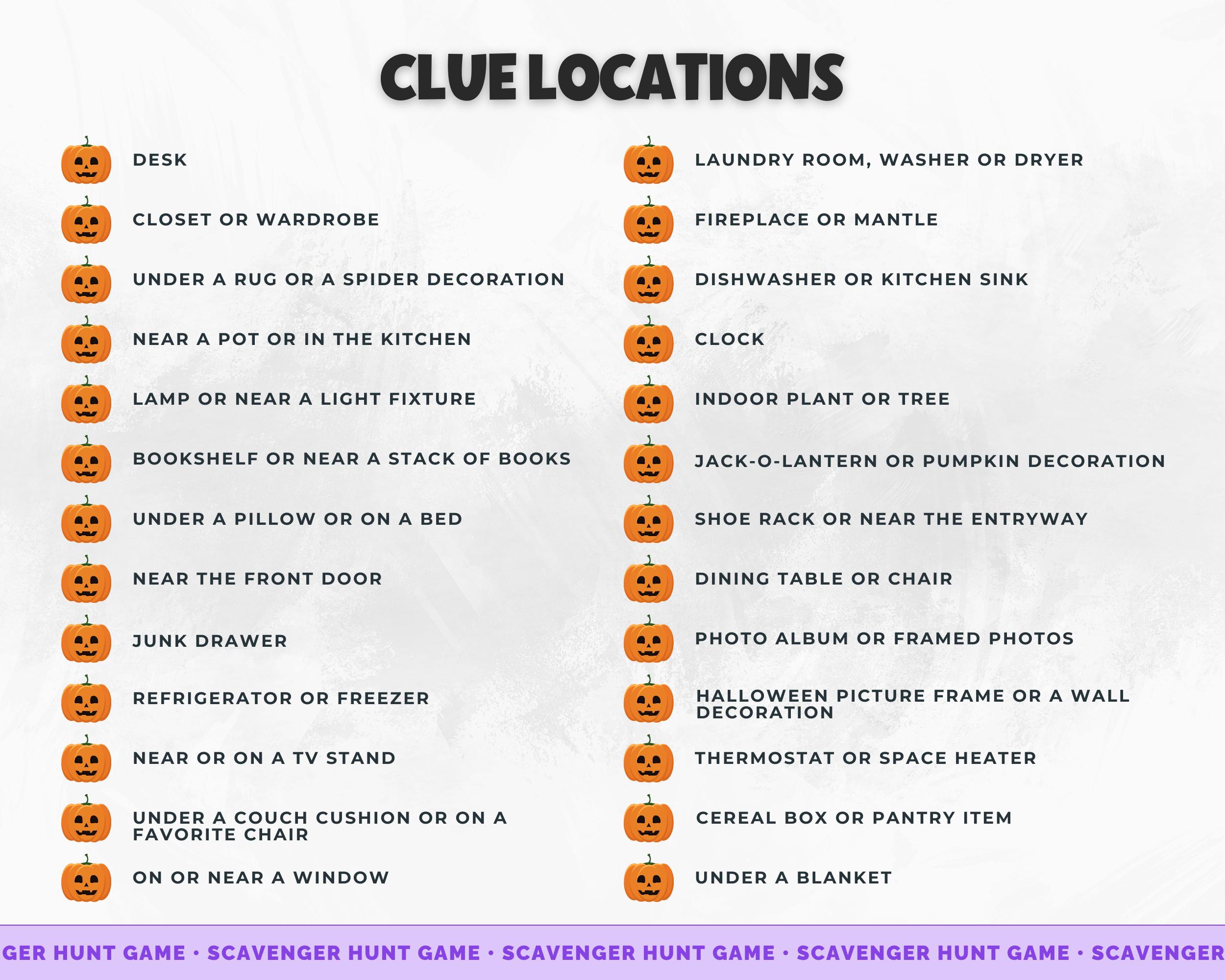 Halloween Indoor Scavenger Hunt Game for Kids and Teens, Fun Printable ...