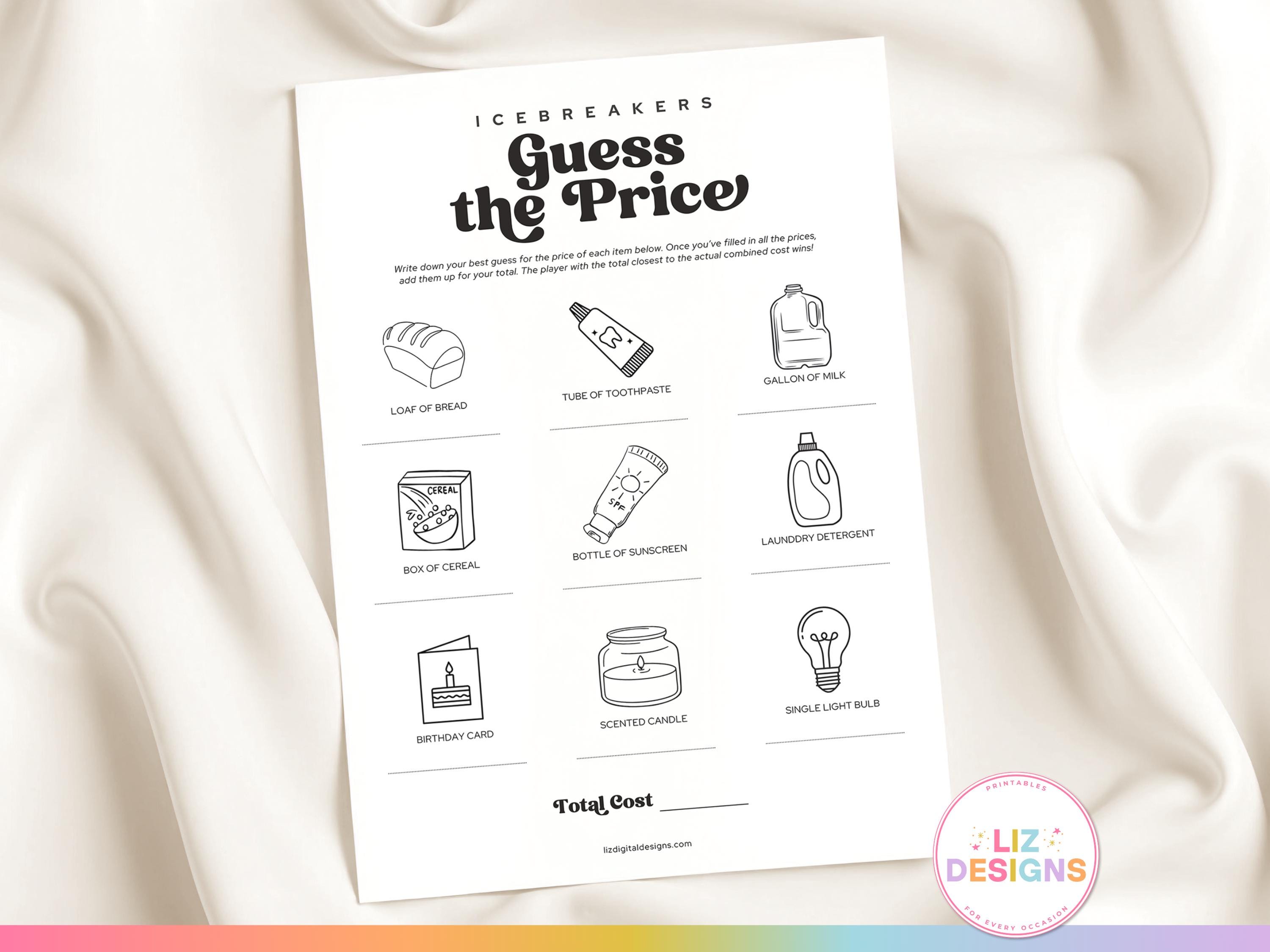 Price Trivia Icebreakers Guess the Price, Trivia Game, Icebreaker Party Game ...