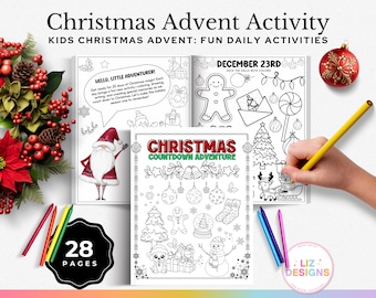 Christmas Countdown for Kids, Advent Calendar Activities, Fun Holiday Family Traditions, Printable Countdown to Christmas