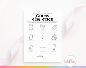 Family Reunion Games, Guess the Price, Guessing Game, Fun Printable Reunion Activities, Icebreakers, Trivia, Party Game Bundle, Gathering