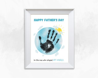 Cadeausjabloon vader handafdruk, Vaderdag handafdruk afdrukbare ambacht voor vader, kunst aandenken sjablonen, herinnering ambachtelijke activiteit, cadeau voor papa