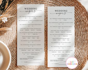 Wedding Prop Bet Game, Place Your Bets Card Printable, Cocktail Hour Game, Fun DIY Wedding Activity, Wedding Reception Table  Game