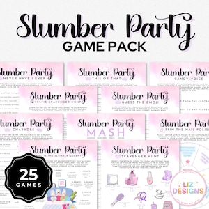 Slumber Party Games Bundle, Teen Birthday Games, Pajama Party Games, Tween Sleepover Activities, Fun Printable Party Games for Girls Night
