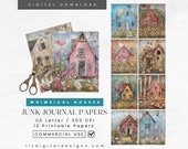 Whimsical Houses Junk Journal Papers, Shabby Chic Mixed Media Farm Houses, Ephemera and Card Making Vintage Elements, Digital Paper Craft