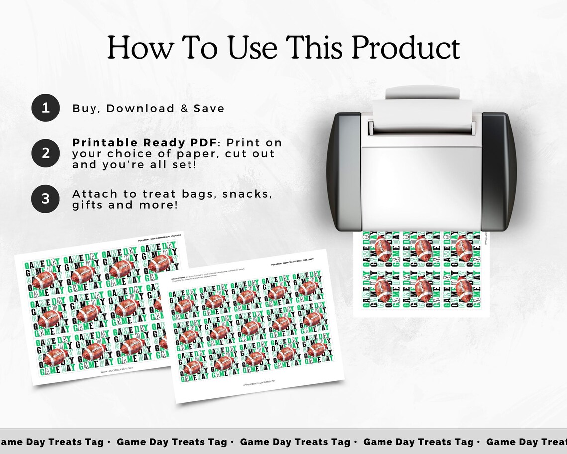 Printable Football Game Day Treat Tags, Game Day Snack Tags, Sport ...
