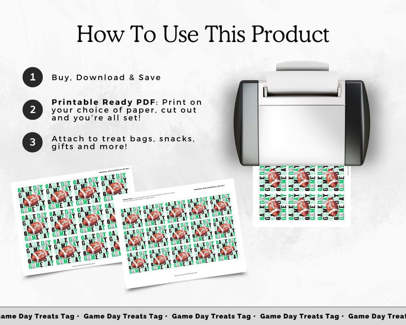 Printable Football Game Day Treat Tags, Game Day Snack Tags, Sport ...