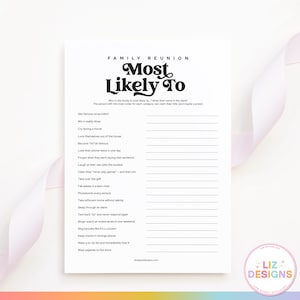 Family Reunion Games, Most Likely To, Guessing Game, Superlatives, Fun Printable Reunion Icebreakers, Party Game Bundle, Get Together Games