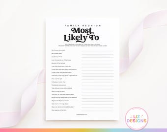 Family Reunion Games, Most Likely To, Guessing Game, Superlatives, Fun Printable Reunion Icebreakers, Party Game Bundle, Get Together Games