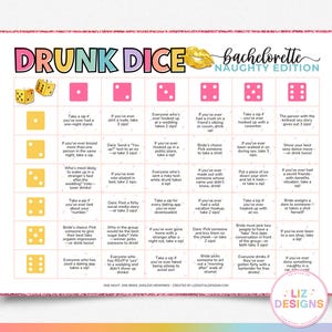 Naughty Bachelorette Party Drunk Dice Game, Dirty Drinking Dice, Bridesmaids Game, Hen Party Game, Ladies Night Games, Adult Party Game