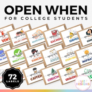 "Geöffnet wenn Umschläge für Studenten, College Studenten Care Paket, ""offen wenn"" Karten, Geschenk zum Abschied, College Abschied Geschenkaufkleber."