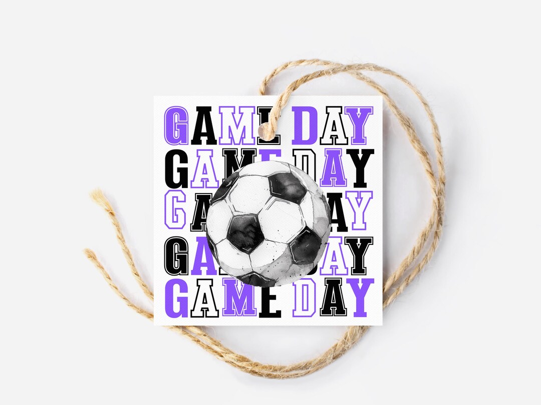 Printable Purple Soccer Game Day Treat Tags, Game Day Snack Bag Tag ...