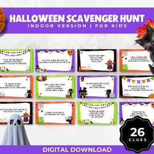 Halloween Indoor Scavenger Hunt Game For Kids and Teens, Fun Printable Indoor Birthday Party Activity, Indoor Games for Tweens