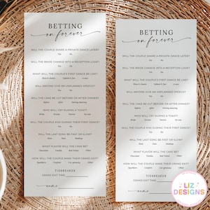 Wedding Prop Bet Game, Place Your Bets Card Printable, Cocktail Hour Game, Fun DIY Wedding Activity, Wedding Reception Table  Game