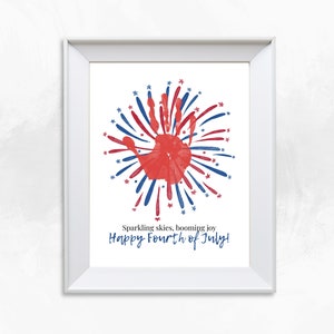 4th of July Fireworks Handprint Art Craft, Happy 4th of July Printable,  DIY Kid Craft, Independence Day Digital Download, Keepsake Gift