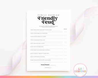 Friendly Feud, Family Reunion Games, Printable Guessing Game, Reunion Game Bundle, Party Icebreaker, Team Games, Fun Questionnaire, Trivia