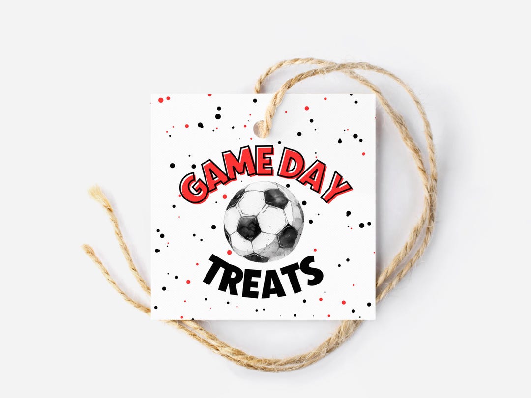 Printable Red Soccer Game Day Treat Tags, Game Day Snack Bag Tags ...