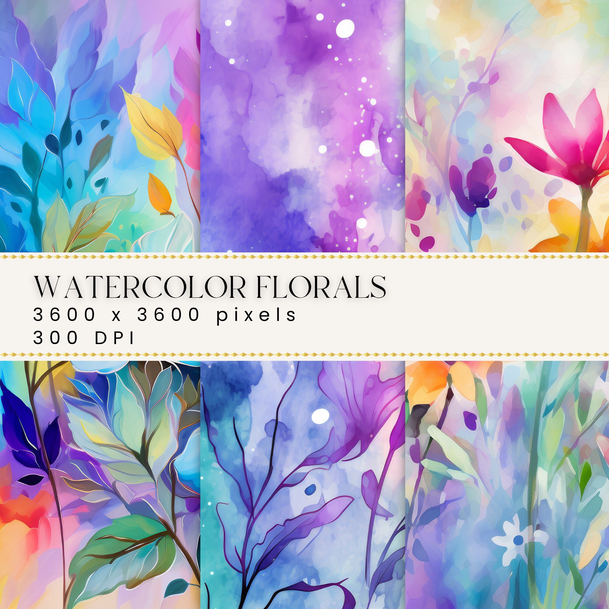 Watercolor Wildflowers Florals Digital Paper Set, Watercolor Flower ...
