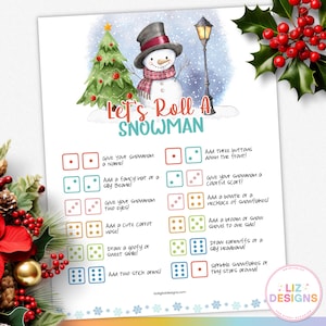 Roll a Snowman Game, Printable Christmas Dice Party Game, Fun Family Activity, Kids Christmas Activity, Holiday Classroom Game, Dice Games
