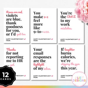 12 cartes de Saint-Valentin amusantes à imprimer pour un collègue, Saint-Valentin de collègue hilarante, carte de collègue sarcastique, carte de vœux drôle pour le bureau
