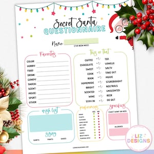 Wichtel Fragebogen, Geschenkbörse, Arbeits Wichteln Fragebogen, Weihnachtsfeier, druckbare Weihnachtswunschliste