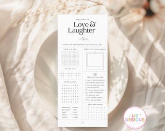 Druckbare Cocktail-Stunde-Spiele, Hochzeitsfeier Spiel, Hochzeitsaktivitätskarte, Gästetischspiel, Eisbrecher am Empfang, Schlürfen und Lösen, Puzzles