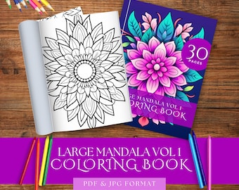 Flowers Mandala Coloring Pages, Printable Mandala Coloring Book, Stress Relieving Craft, Simple Flowers Mandala Pattern Coloring Sheets