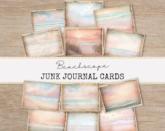Beach Theme Junk Journal Cards Ephemera, Ocean Collage and Scrapbooking Supplies, Beach Life Digital Paper Craft