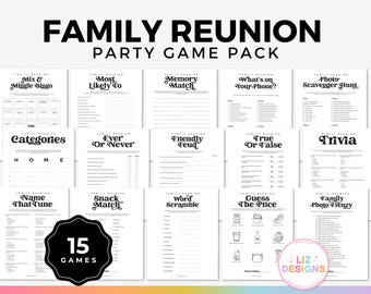 15 Family Reunion Games, Printable Fun Reunion Activities, Icebreakers, Trivia, Family Reunion Bingo, Party Game Bundle, Ever or Never