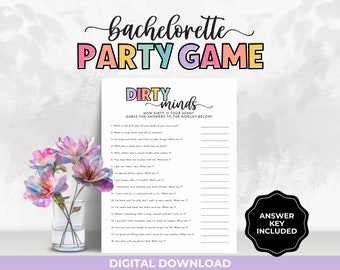 Bachelorette Party Games Dirty Minds, Printable Hen Party, Dirty Bachelorette Weekend Funny Riddles, Ladies Game Night, Funny Bridal Game