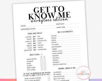 Team Building Get to Know Your Staff Questionnaire Printable, Employee ...