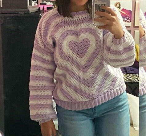Crochet Heart Sweater Etsy