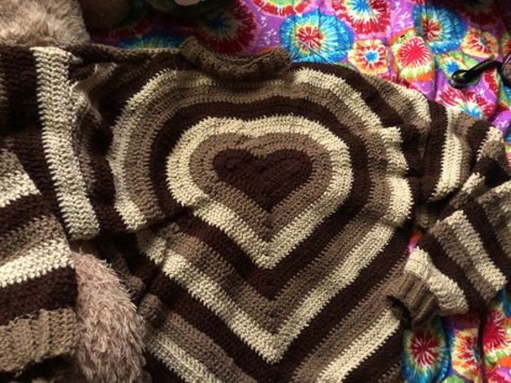 Crochet Heart Sweater - Etsy